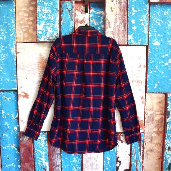 Men's Chaps Performance Button Up Plaid Flannel Shirt Long Sleeve XLARGE Red - Picture 6 of 11